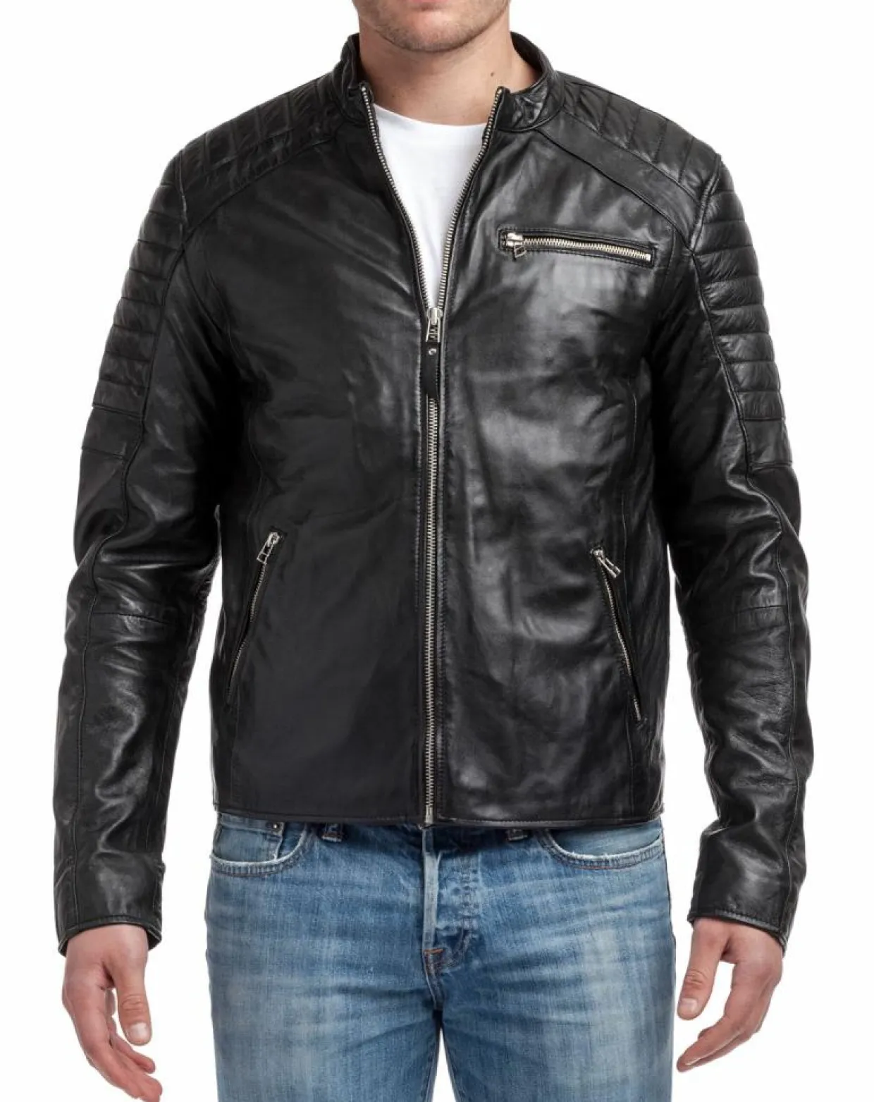 Blouson en Cuir Manuel noir-Chyston New