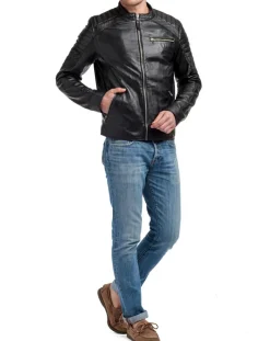 Blouson en Cuir Manuel noir-Chyston New