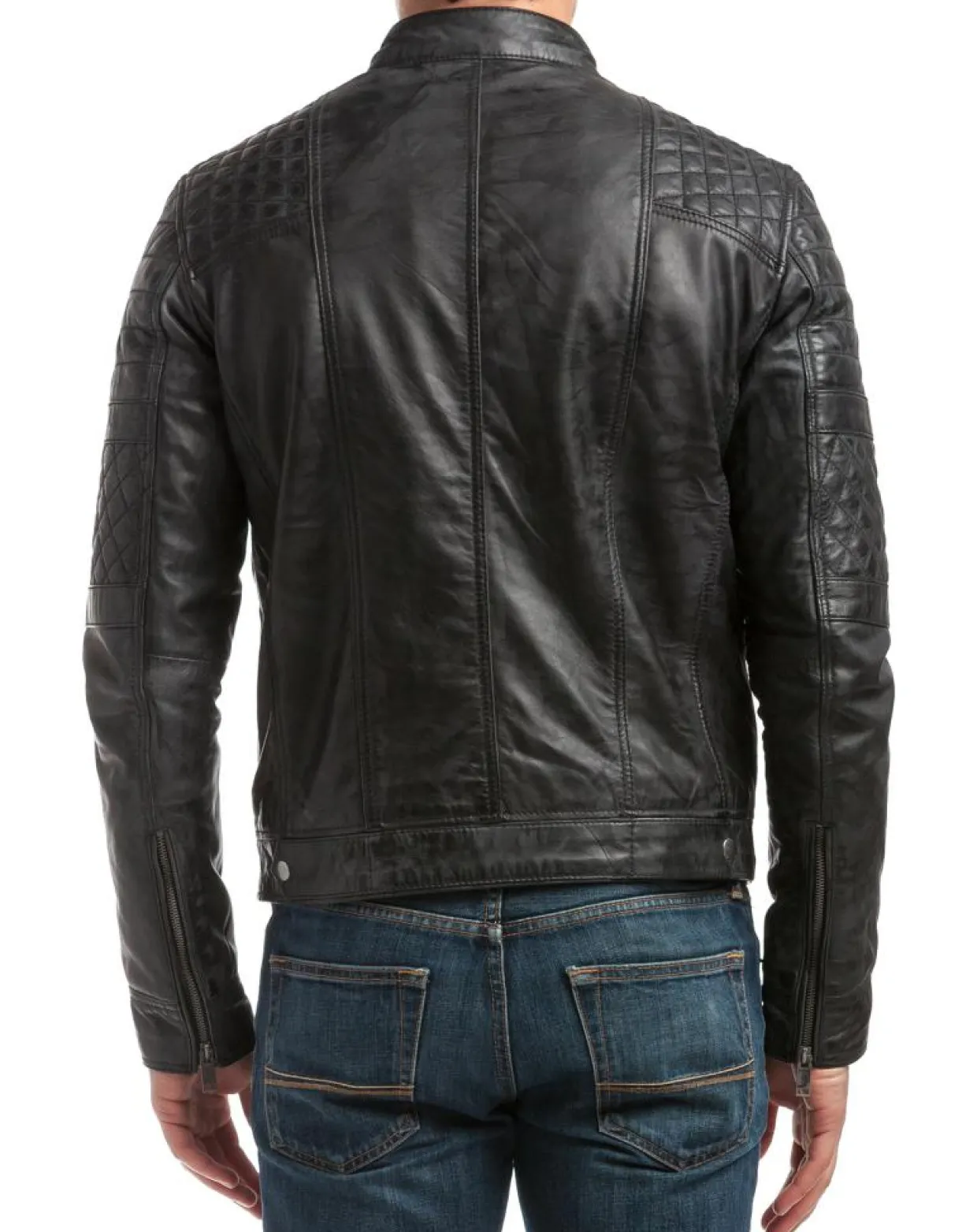 Blouson en Cuir Marcus noir vintage-Chyston Clearance
