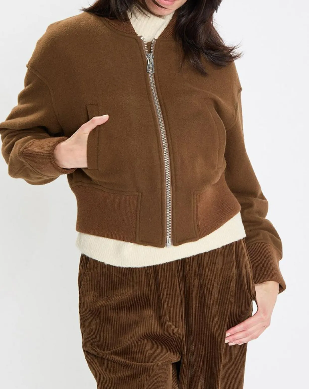 Blouson en Laine mélangée Cropped marron-Marc O'Polo Sale
