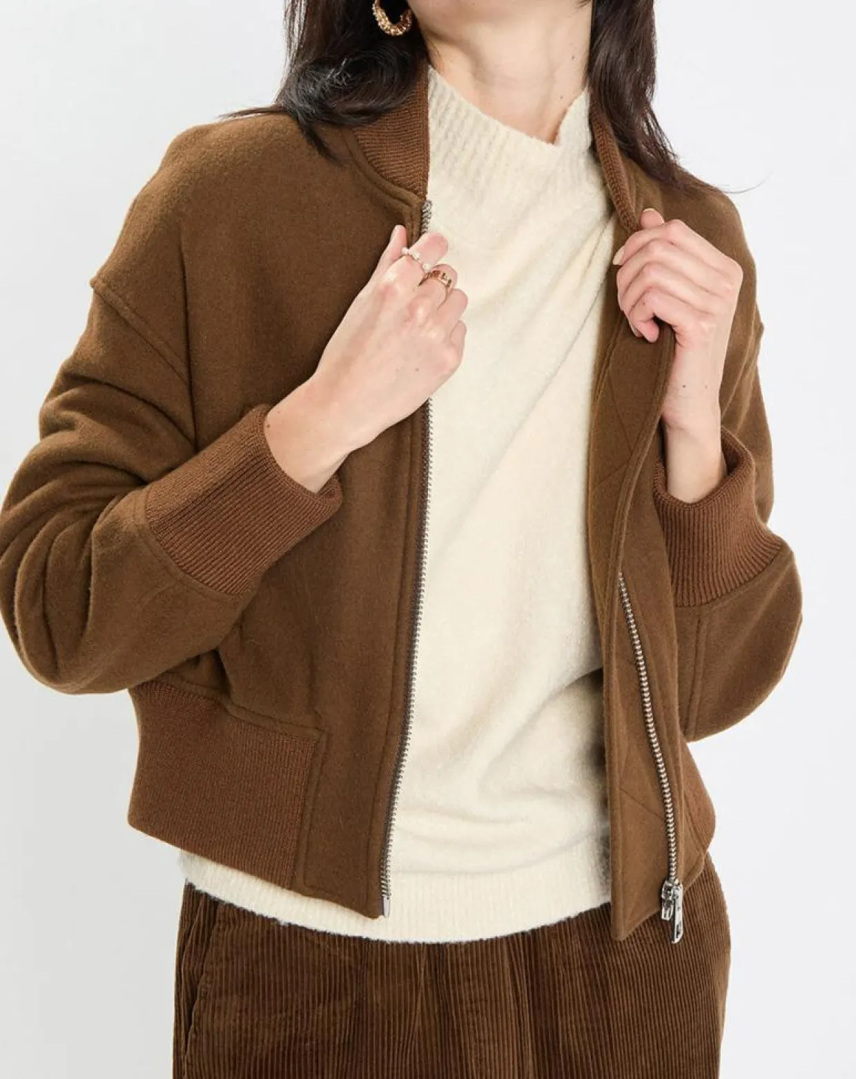 Blouson en Laine mélangée Cropped marron-Marc O'Polo Sale