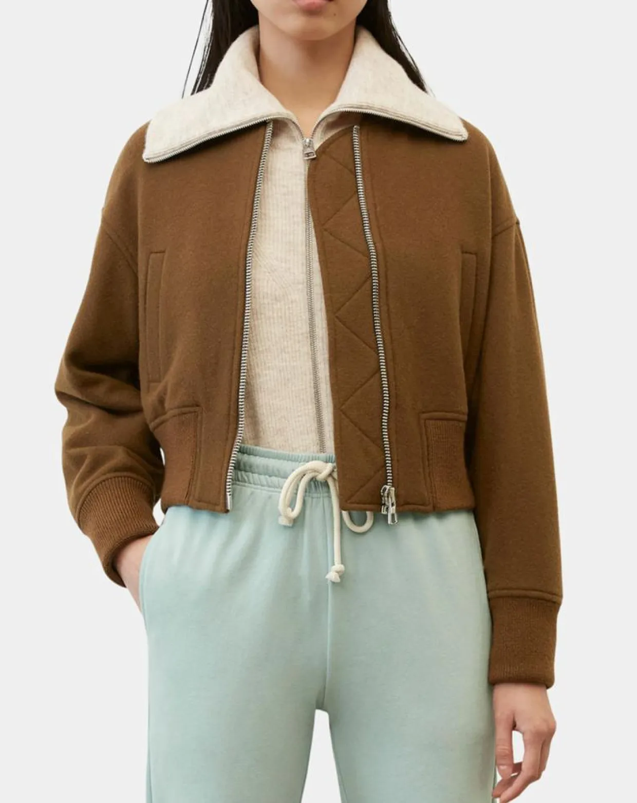 Blouson en Laine mélangée Cropped marron-Marc O'Polo Sale