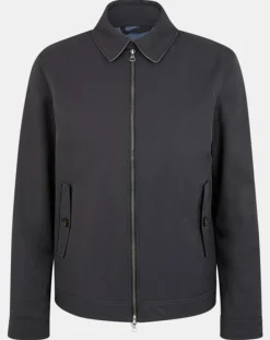 Blouson en toile uni bleu foncé-Hackett London Outlet