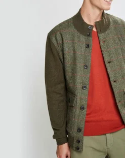 Homme Hackett London Vestes, Blousons^Blouson en Tweed à carreaux kaki