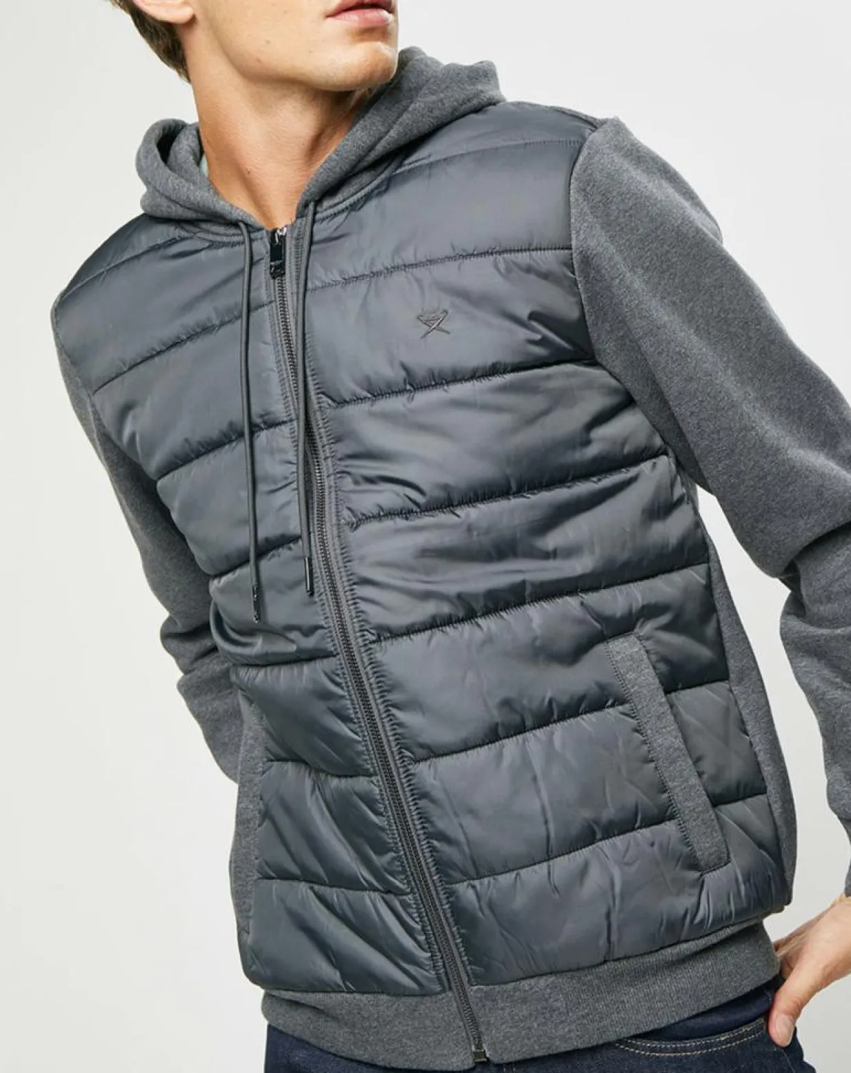 Blouson Hybride bi-matière Jersey gris-Hackett London Discount