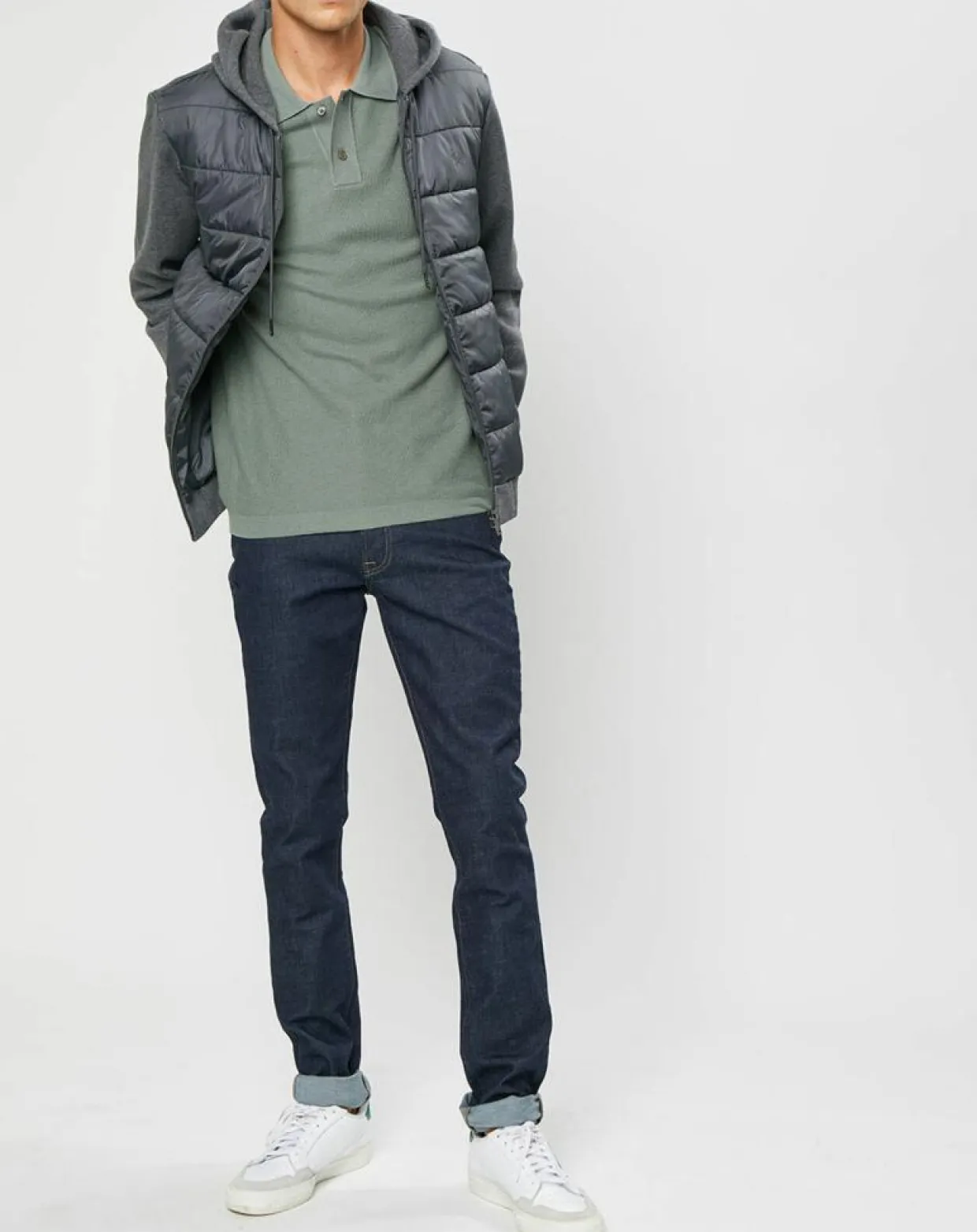 Blouson Hybride bi-matière Jersey gris-Hackett London Discount
