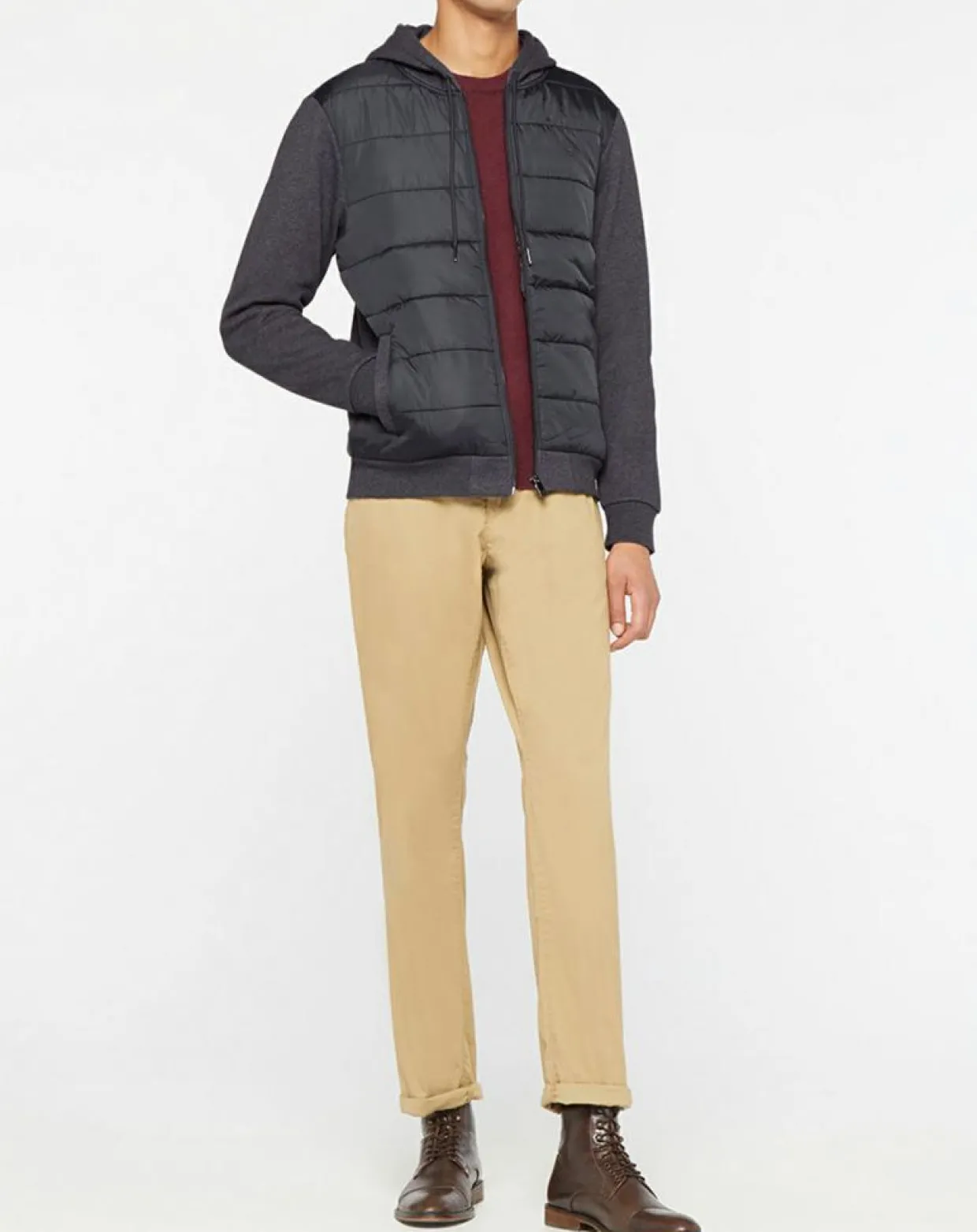 Blouson Hybride bi-matière Jersey gris-Hackett London Discount