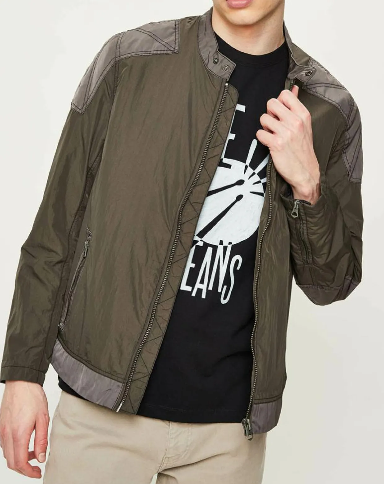 Blouson Motard Nylon marron/gris-Pepe Jeans New