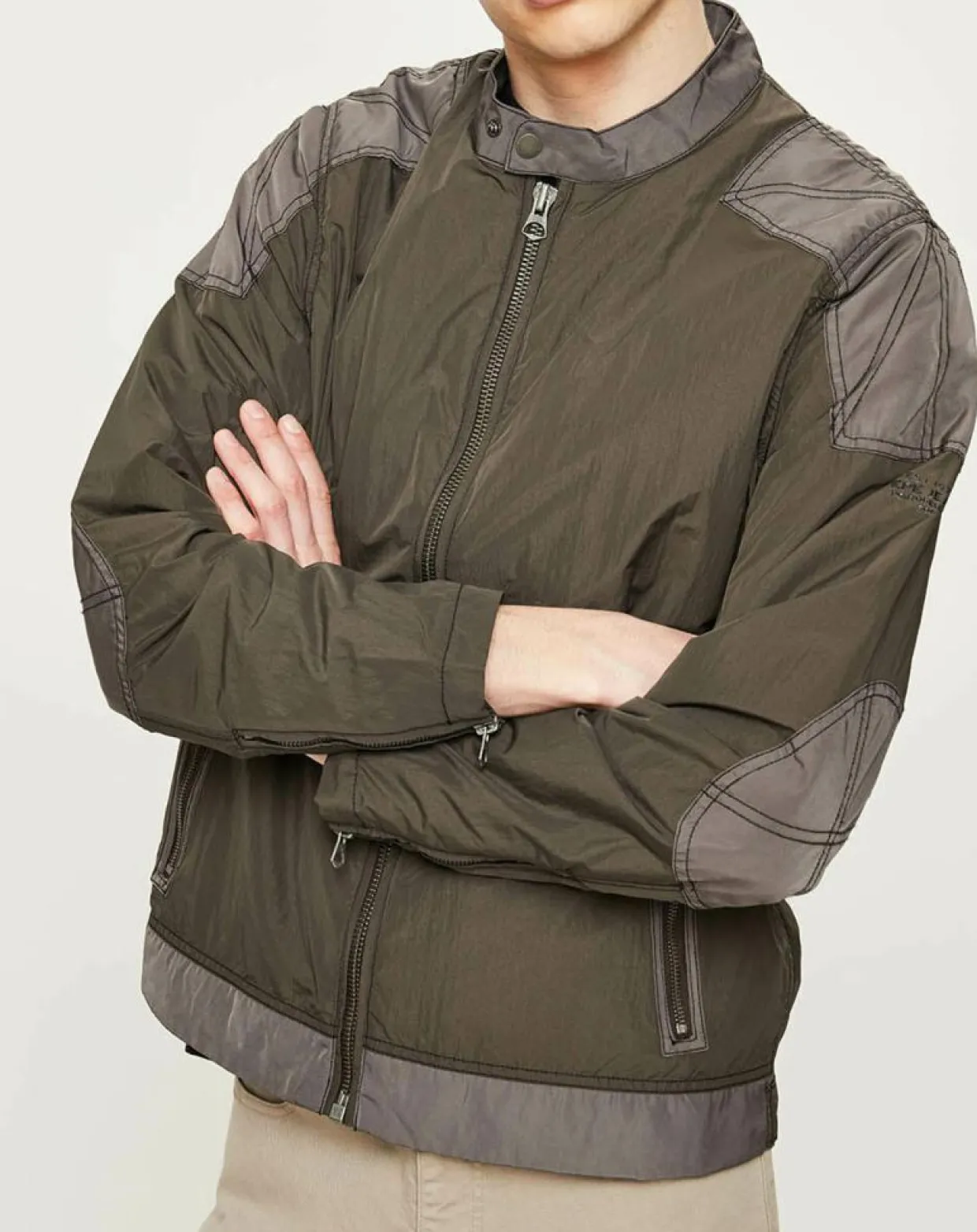 Blouson Motard Nylon marron/gris-Pepe Jeans New