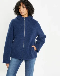 Femme Lou Andrea Vestes, Blousons^Blouson réversible en Fausse Fourrure Short Hood indigo