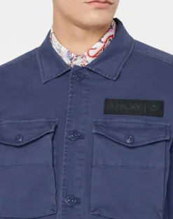 Blouson saharienne patch bleu marine-Replay Discount