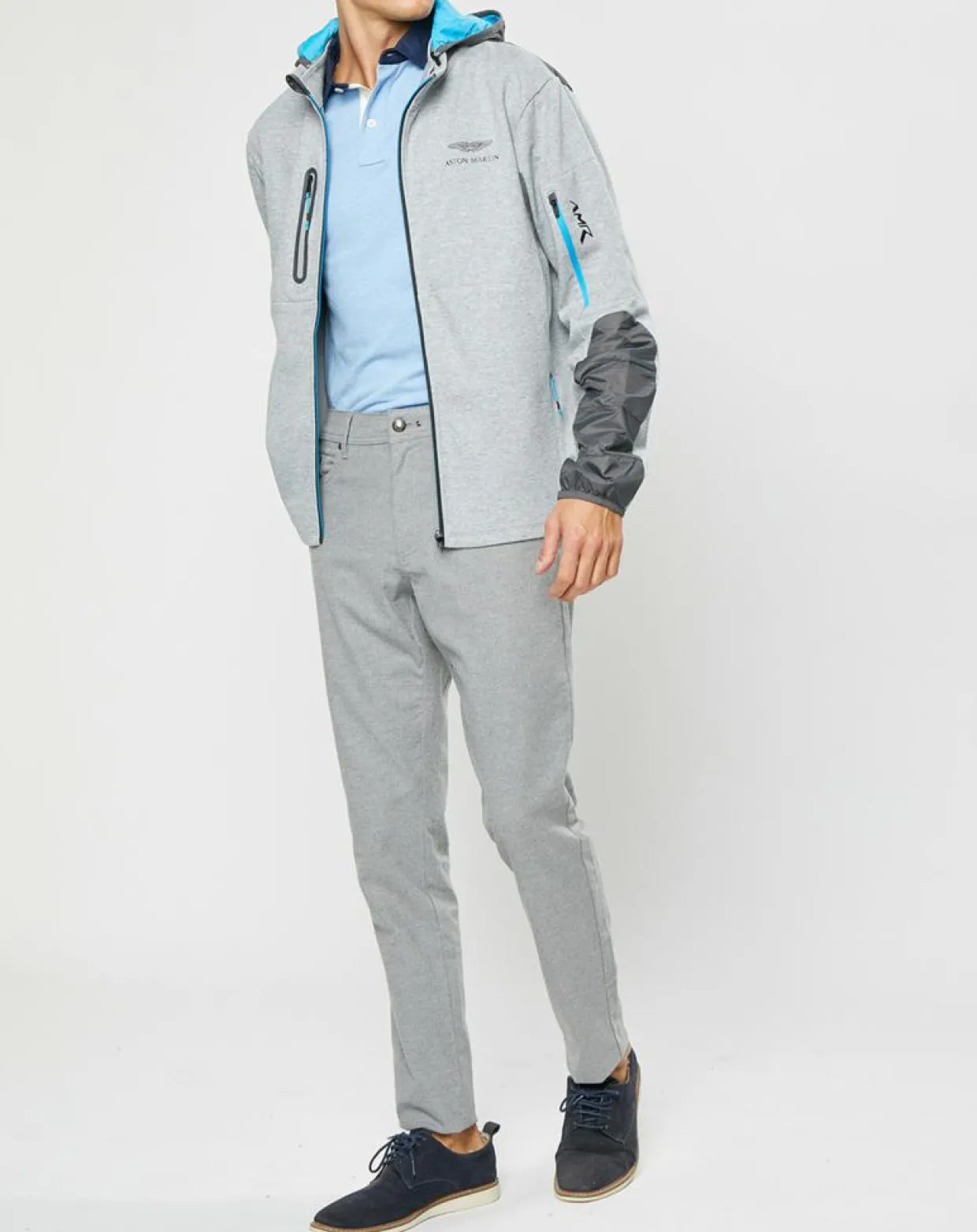 Blouson Sweat Hybride Aston Martin Racing gris-Hackett London New