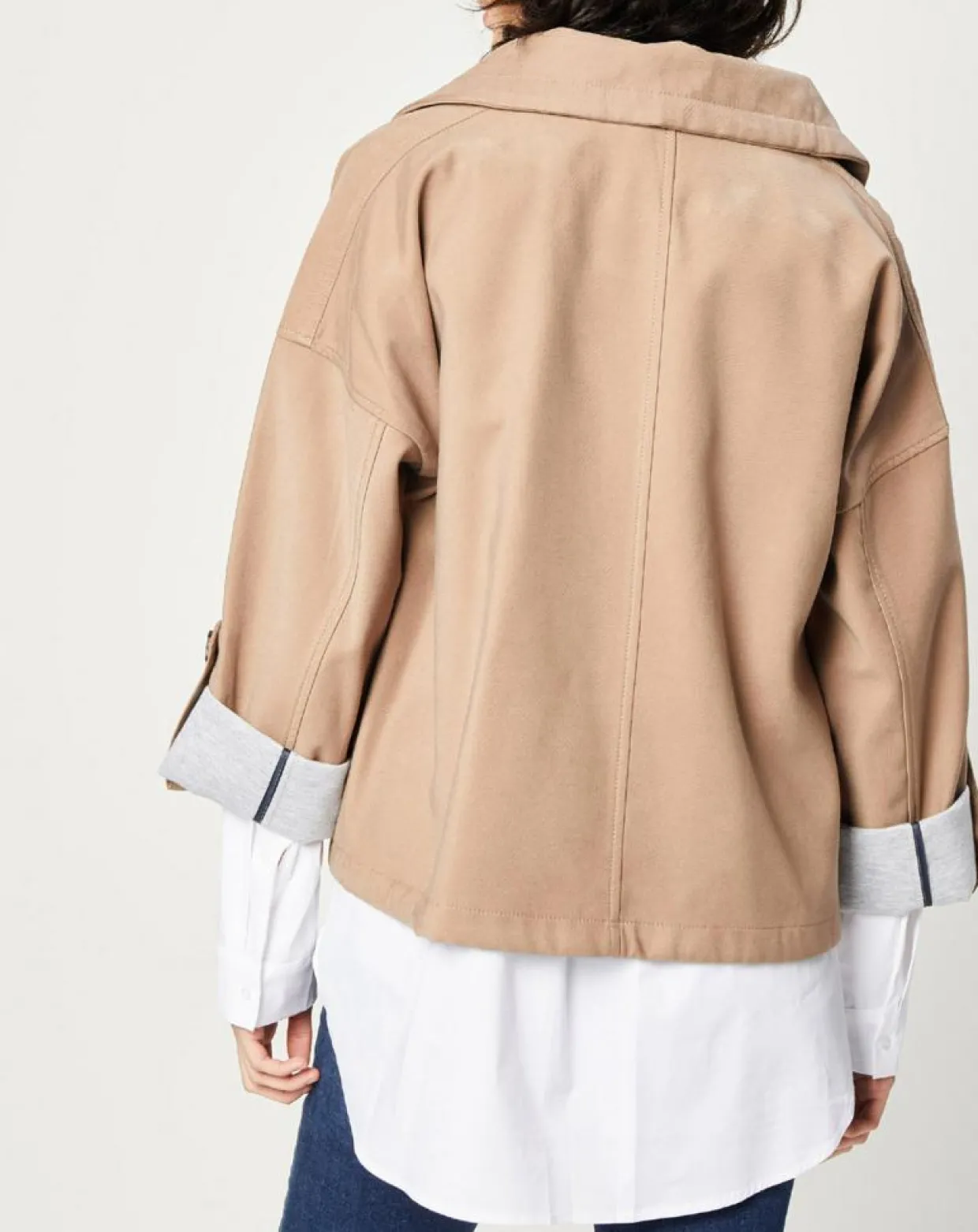 Blouson zippé à grande poche beige foncé-Esprit Hot