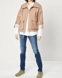 Blouson zippé à grande poche beige foncé-Esprit Hot