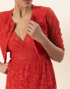 Femme Caroll Vestes, Blousons^Boléro Carly à dentelle rouge