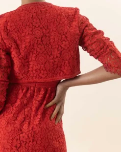 Femme Caroll Vestes, Blousons^Boléro Carly à dentelle rouge