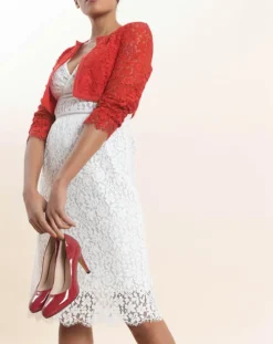 Femme Caroll Vestes, Blousons^Boléro Carly à dentelle rouge