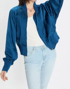 Femme Marc O'Polo Vestes, Blousons^Bomber Aviateur bleu