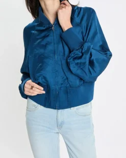 Femme Marc O'Polo Vestes, Blousons^Bomber Aviateur bleu