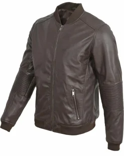 Homme Blue Wellford Vestes, Blousons^Bombers en Cuir Blois marron