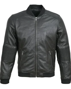 Homme Blue Wellford Vestes, Blousons^Bombers en Cuir Blois noir