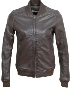 Femme Blue Wellford Vestes, Blousons^Bombers en Cuir Byfan marron