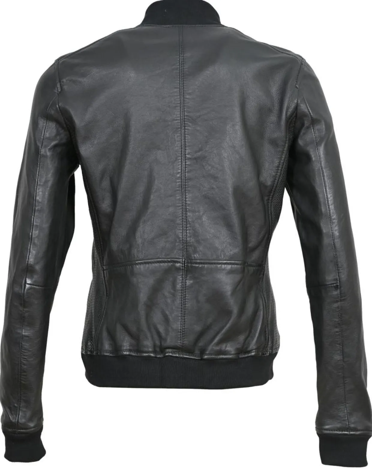 Bombers en Cuir Byfan noir-Blue Wellford New
