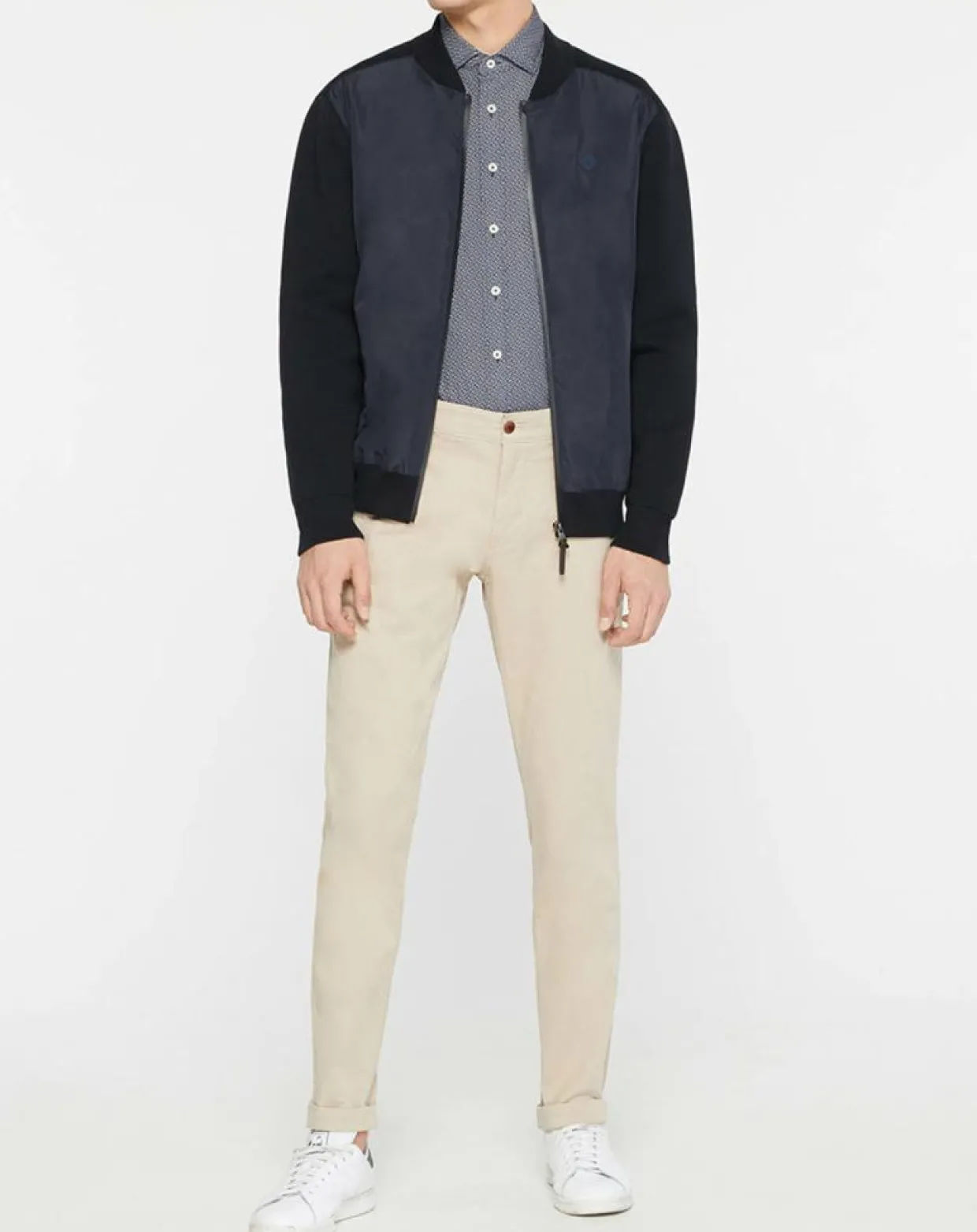 Bombers en nylon & maille bleu nuit-Hackett London Outlet