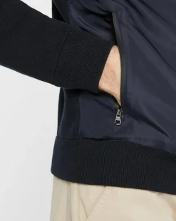 Bombers en nylon & maille bleu nuit-Hackett London Outlet