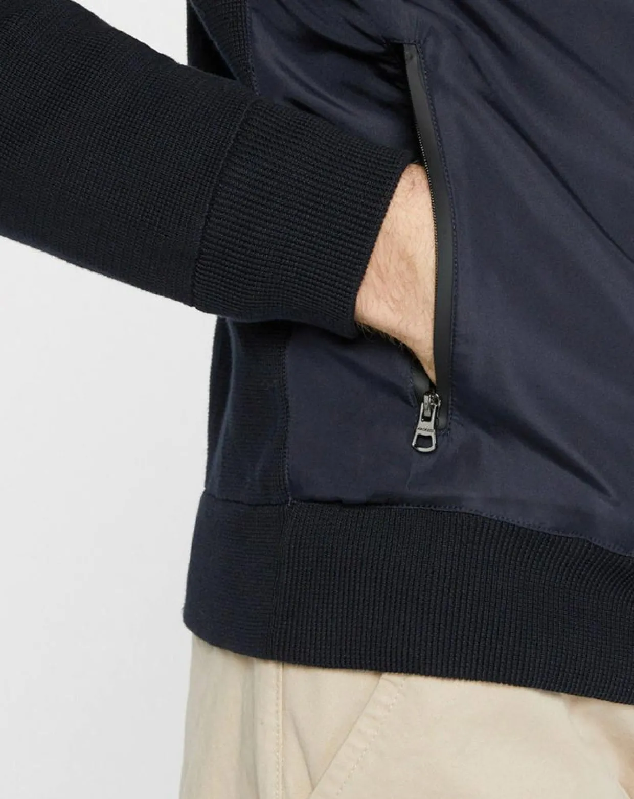 Bombers en nylon & maille bleu nuit-Hackett London Outlet