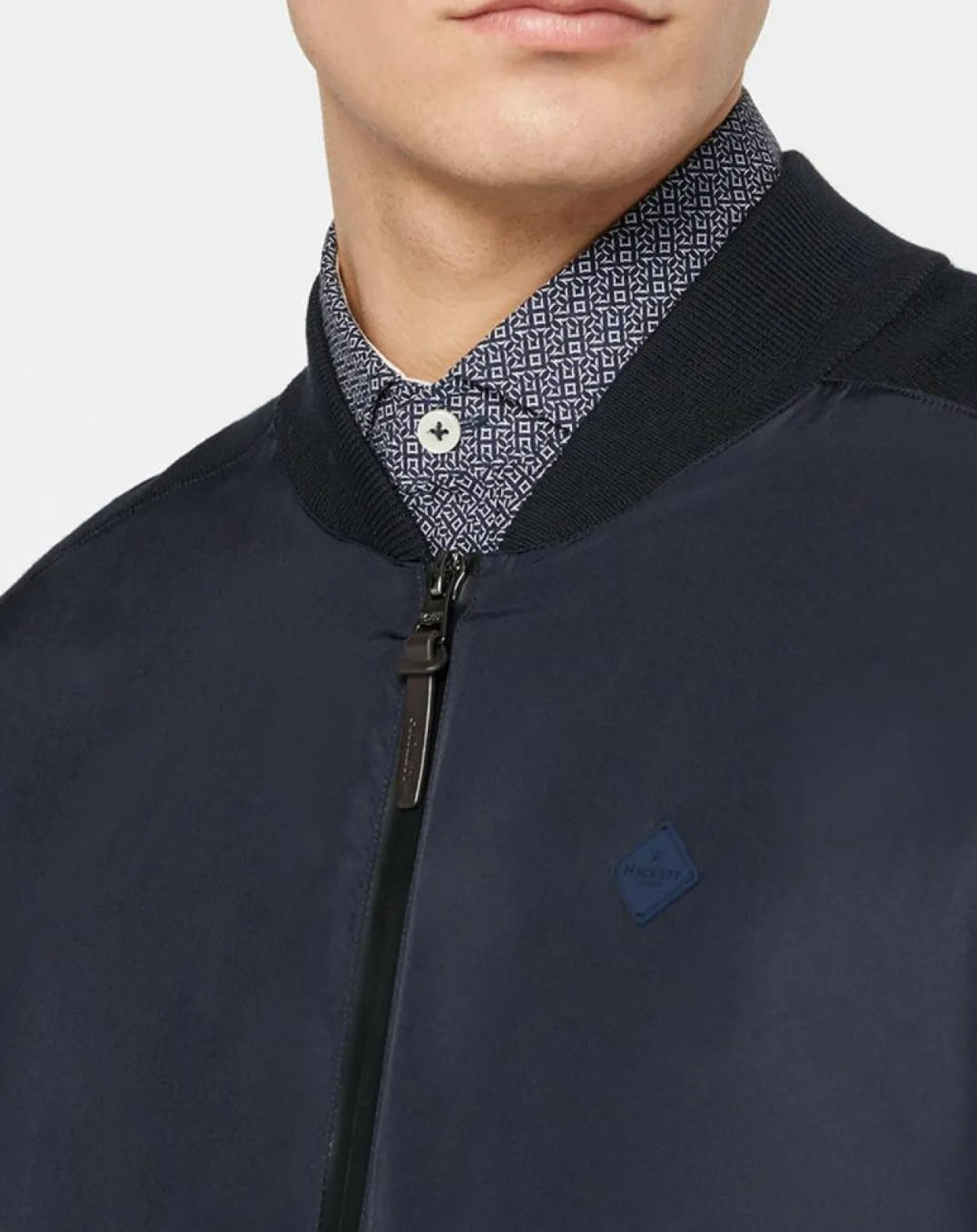 Bombers en nylon & maille bleu nuit-Hackett London Outlet