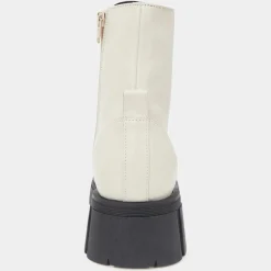Femme Galeries Lafayette Bottines^Boots à lacets semelle épaisse beiges - Talon 4,5 cm