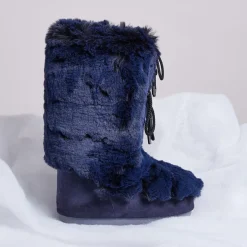 Boots Après-ski en Velours de Cuir et fausse fourrure Soft Fur bleu foncé-Moon Boot New