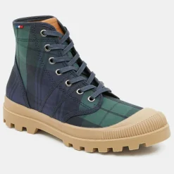 Boots Authentiques en Toile de Coton motif tartan bleu/vert-Pataugas Hot