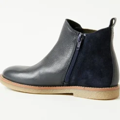 Boots bi-matière en Cuir bleu foncé-Cyrillus Online