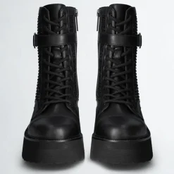 Femme Liu-Jo Bottines^Boots en Cuir Flair noires - Talon 5.5 cm