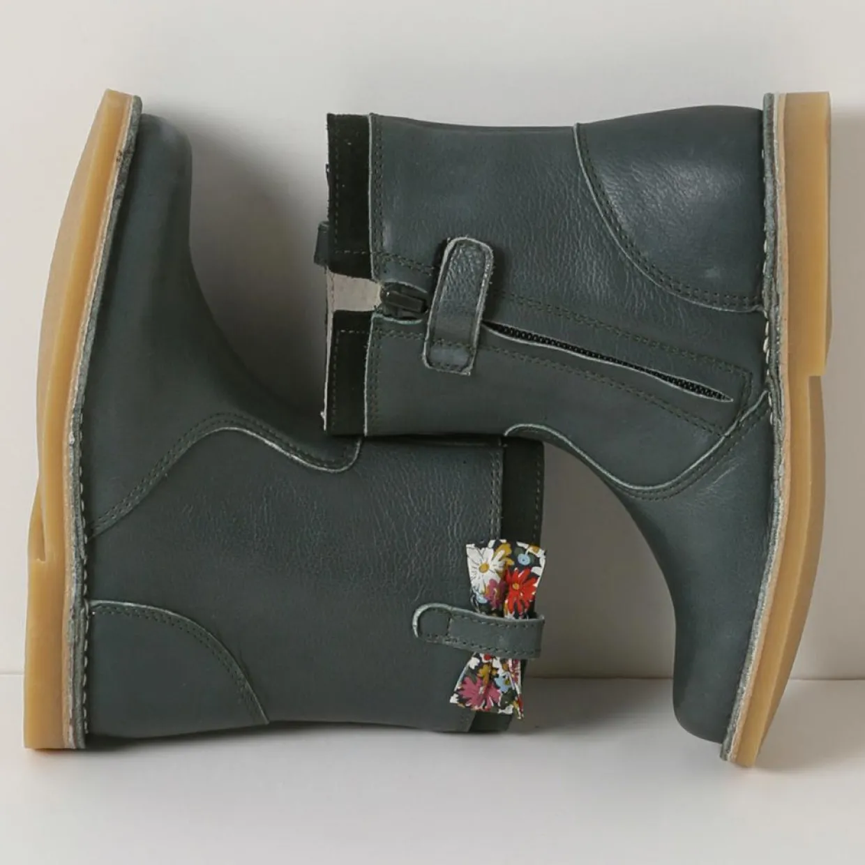 Boots en Cuir Liberty vert foncé-Cyrillus Clearance