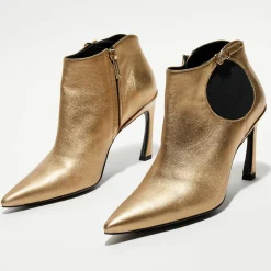Femme Free Lance Bottines^Boots en Cuir Lune dorées - Talon 8.5 cm