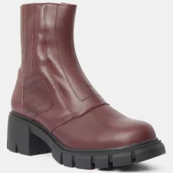 Boots en Cuir matelassées rouge bordeaux - Talon 5,5 cm-Galeries Lafayette Clearance