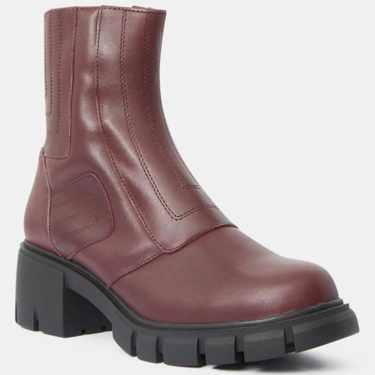 Boots en Cuir matelassées rouge bordeaux - Talon 5,5 cm-Galeries Lafayette Clearance