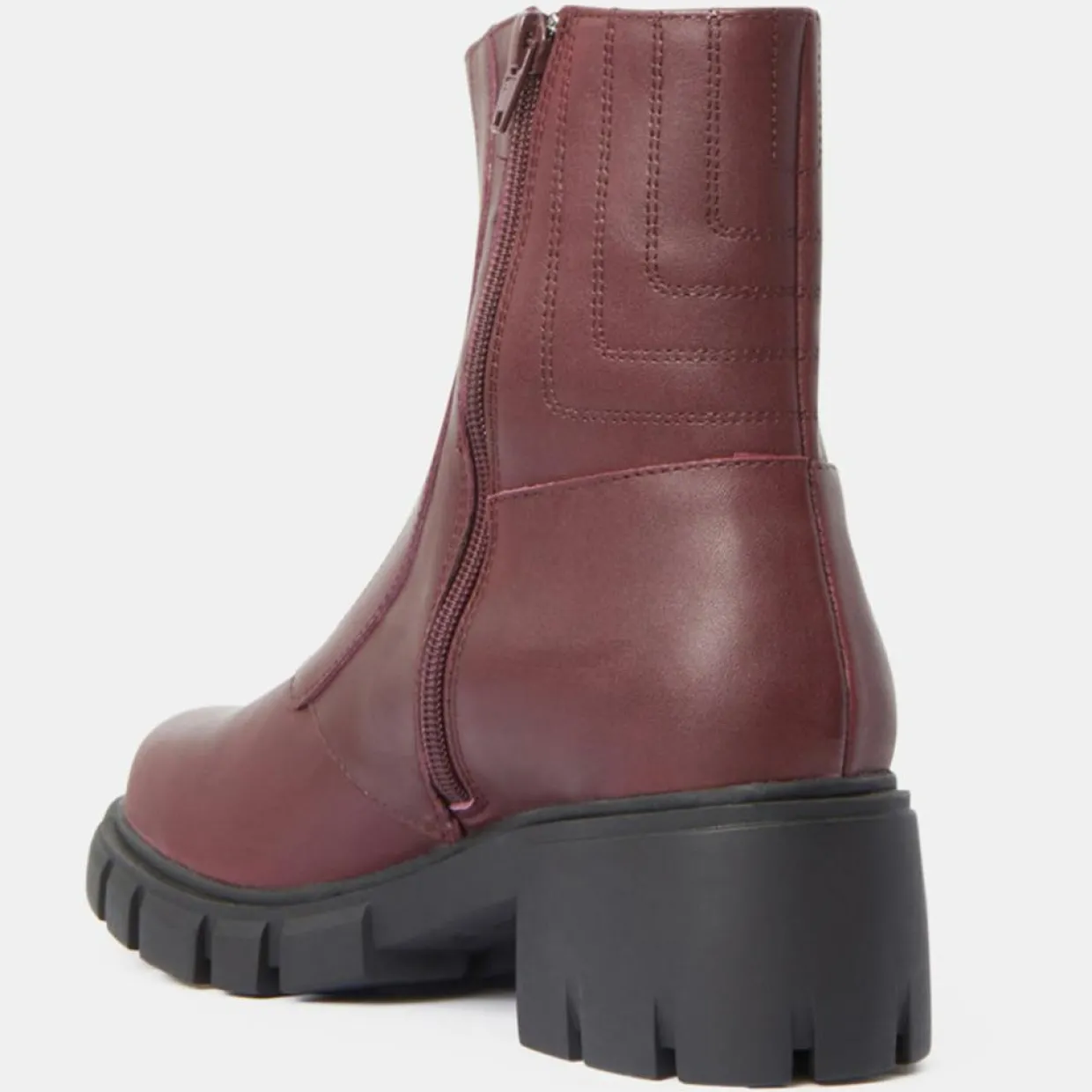 Boots en Cuir matelassées rouge bordeaux - Talon 5,5 cm-Galeries Lafayette Clearance