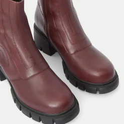 Boots en Cuir matelassées rouge bordeaux - Talon 5,5 cm-Galeries Lafayette Clearance
