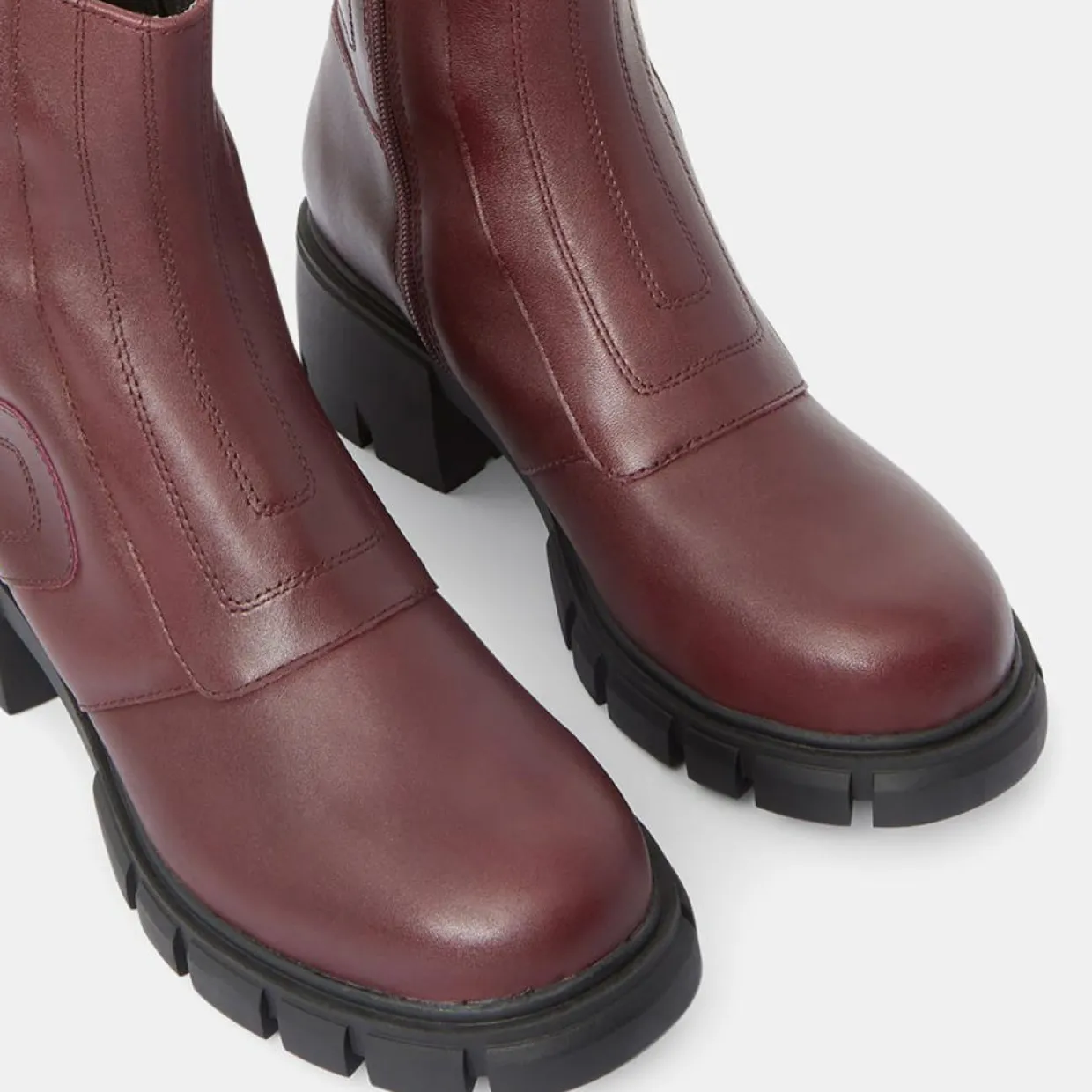 Boots en Cuir matelassées rouge bordeaux - Talon 5,5 cm-Galeries Lafayette Clearance