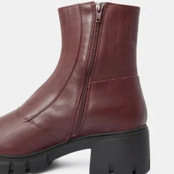 Boots en Cuir matelassées rouge bordeaux - Talon 5,5 cm-Galeries Lafayette Clearance