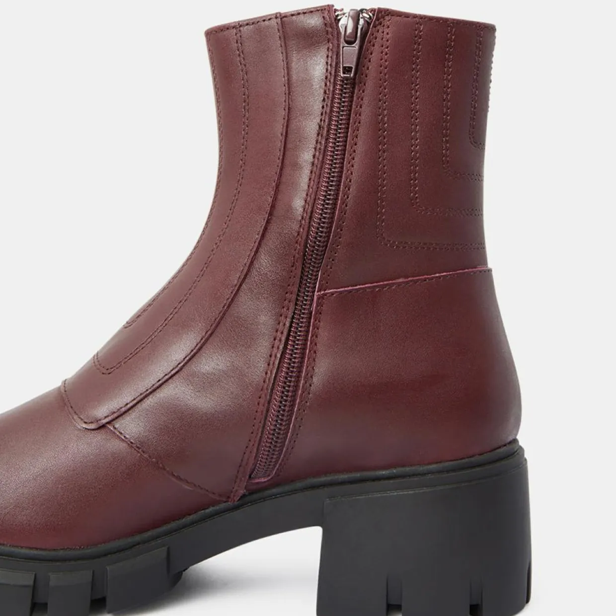 Boots en Cuir matelassées rouge bordeaux - Talon 5,5 cm-Galeries Lafayette Clearance