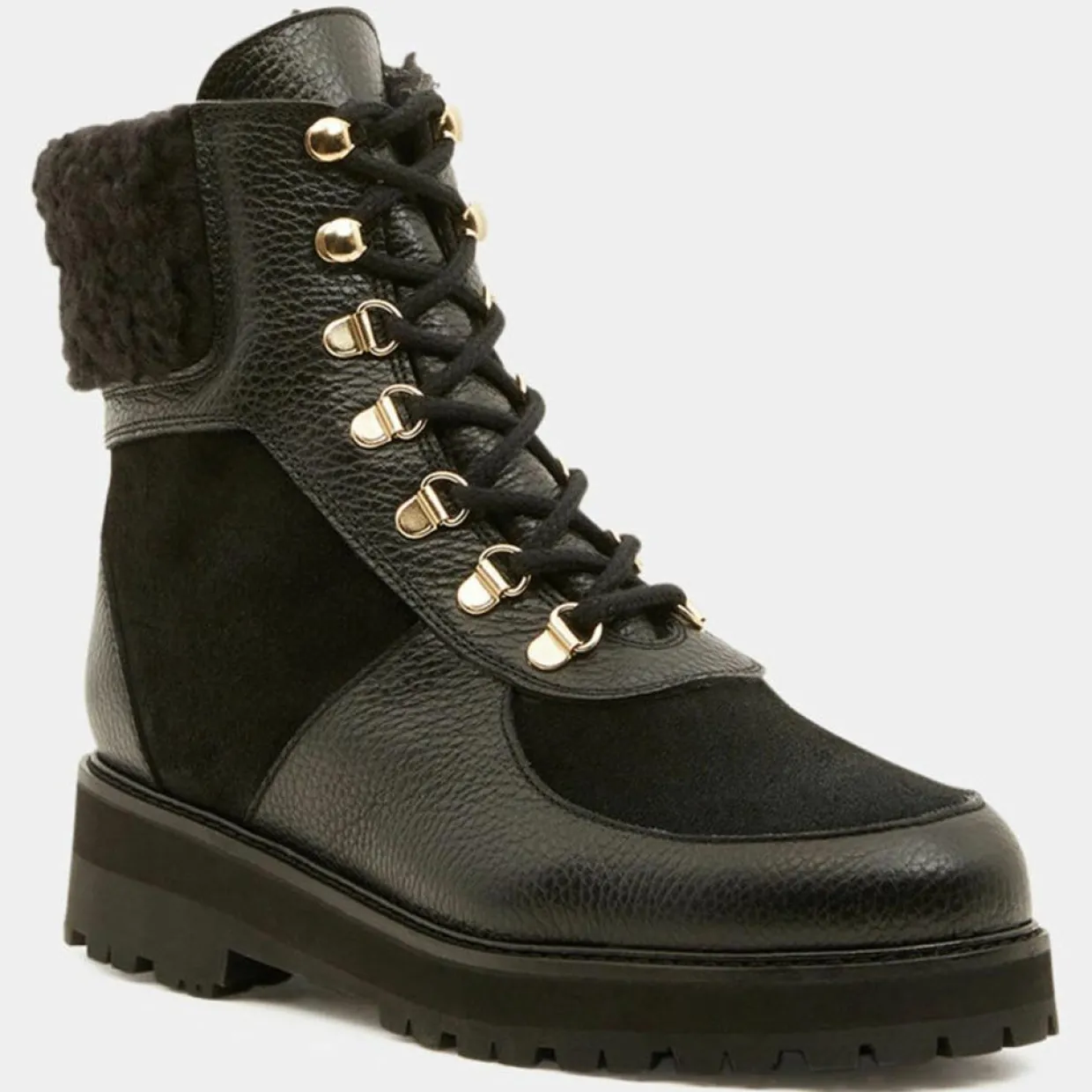 Femme Flattered Bottines^Boots en Cuir Mountain Lacet noires