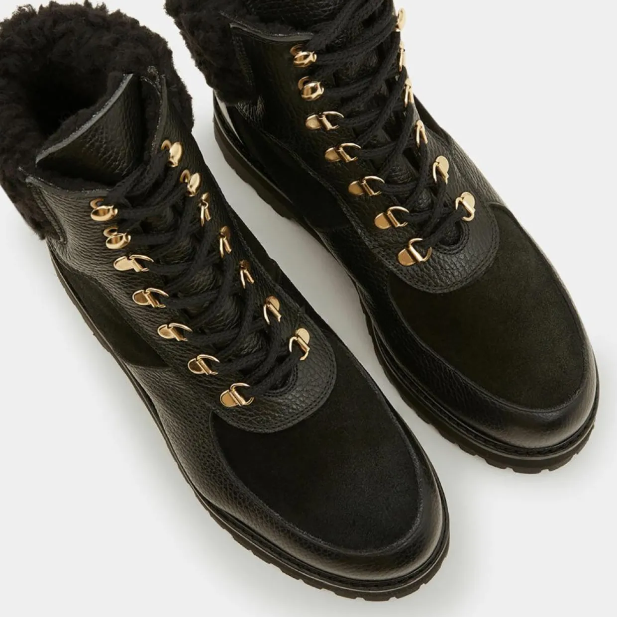 Femme Flattered Bottines^Boots en Cuir Mountain Lacet noires