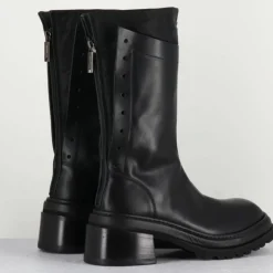 Boots en Cuir noires - Talon 5 cm-Lemargo Discount
