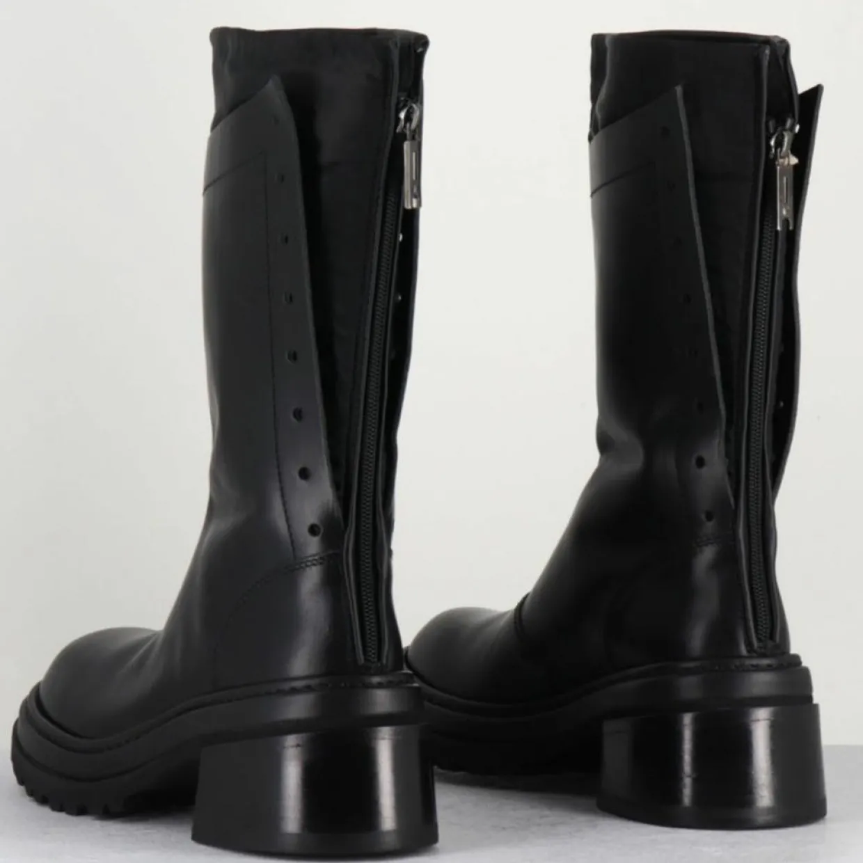 Boots en Cuir noires - Talon 5 cm-Lemargo Discount