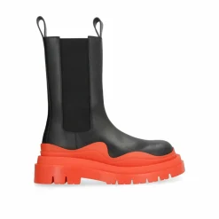 Boots en cuir noir/orange-Bottega Veneta Outlet